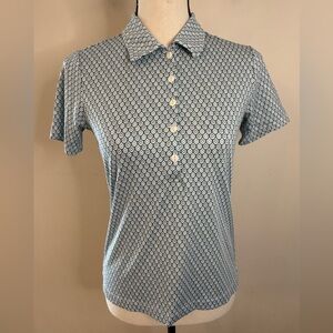 EP PRO Tour Tech golf polo teal black white preppy pattern SZ XS